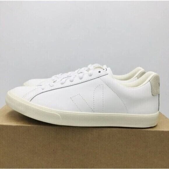 Veja Esplar Logo Low Top Sneaker Extra White/natural Leather Womens US 11 - Picture 4 of 13
